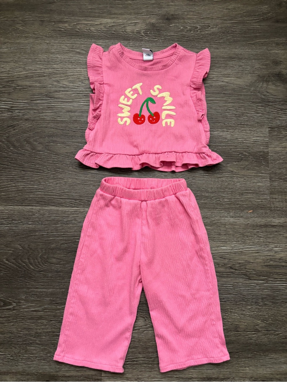 Old Navy Pink Ribbed Baby Top with Cherry Motif